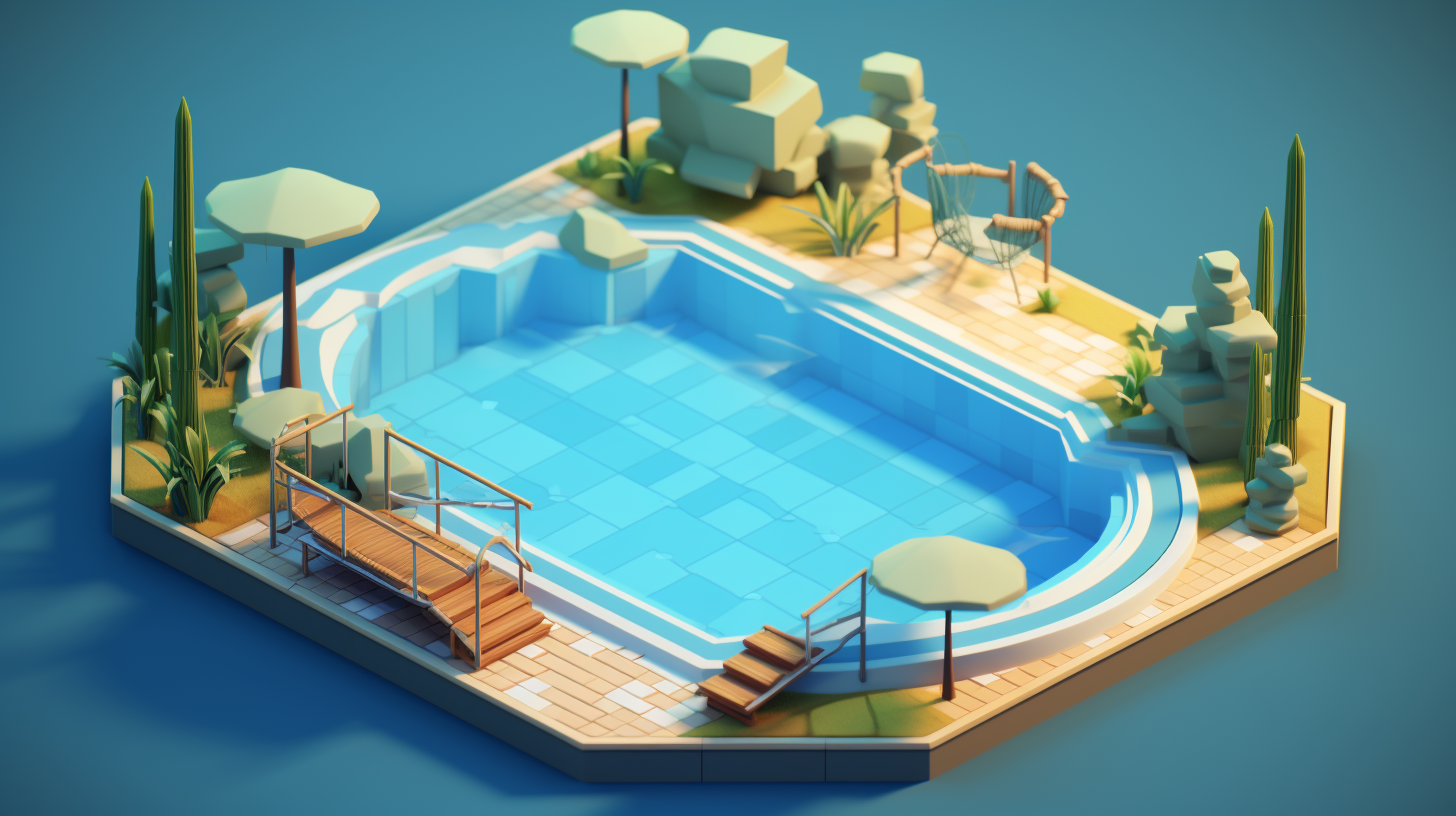 a 3D Isometric blue pool