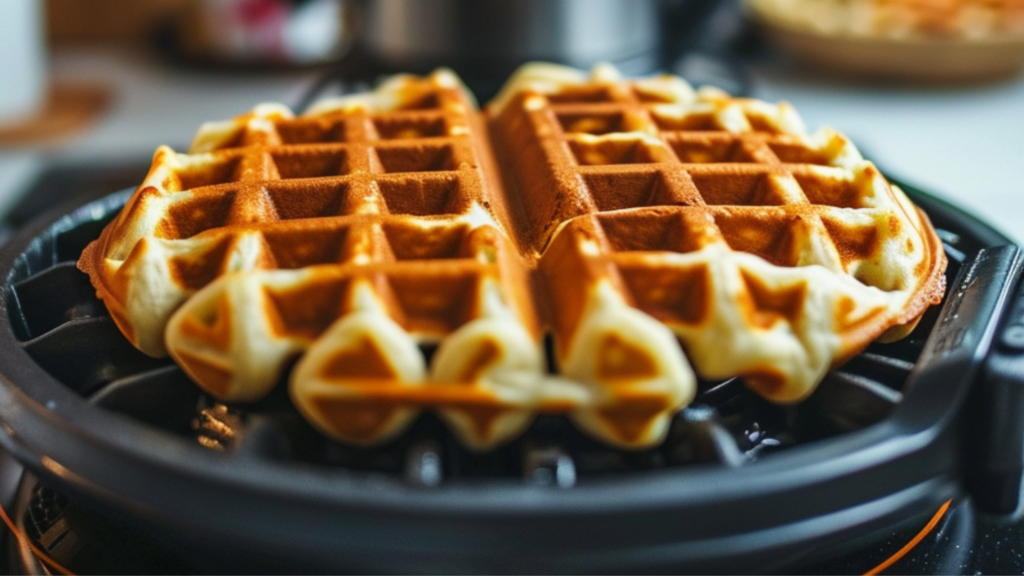 a waffle on a waffle iron