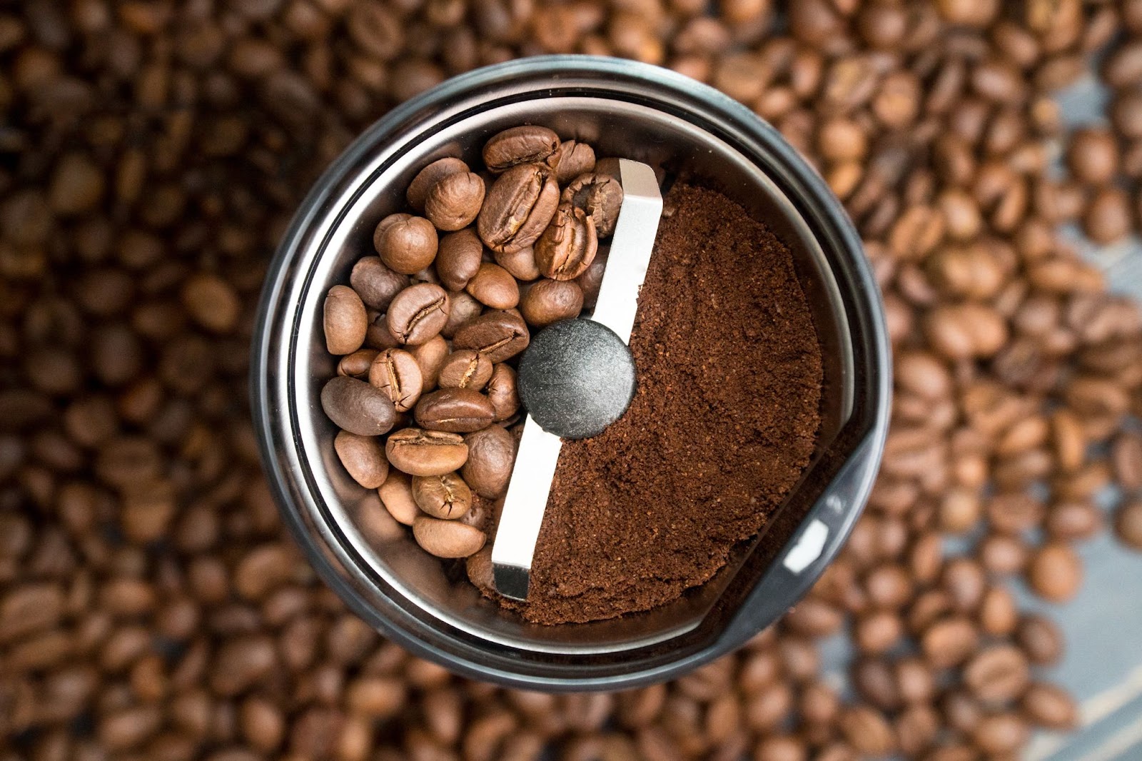 top down photo of a coffee grinder