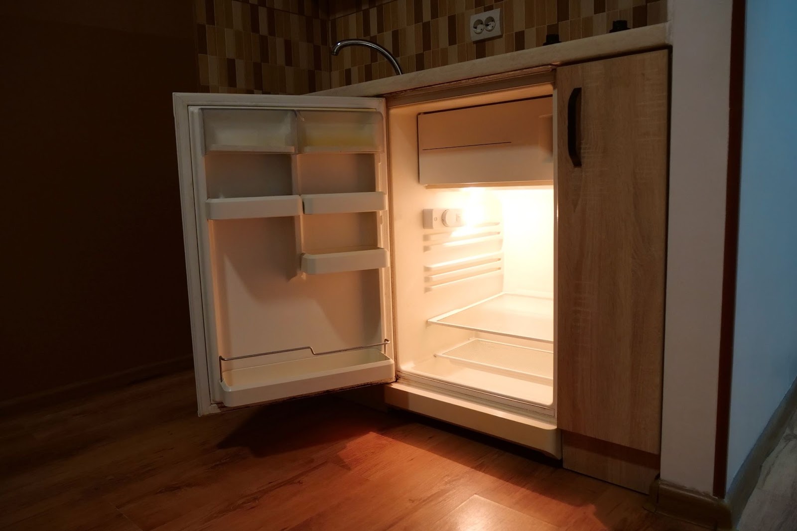 Mini Fridge under a counter