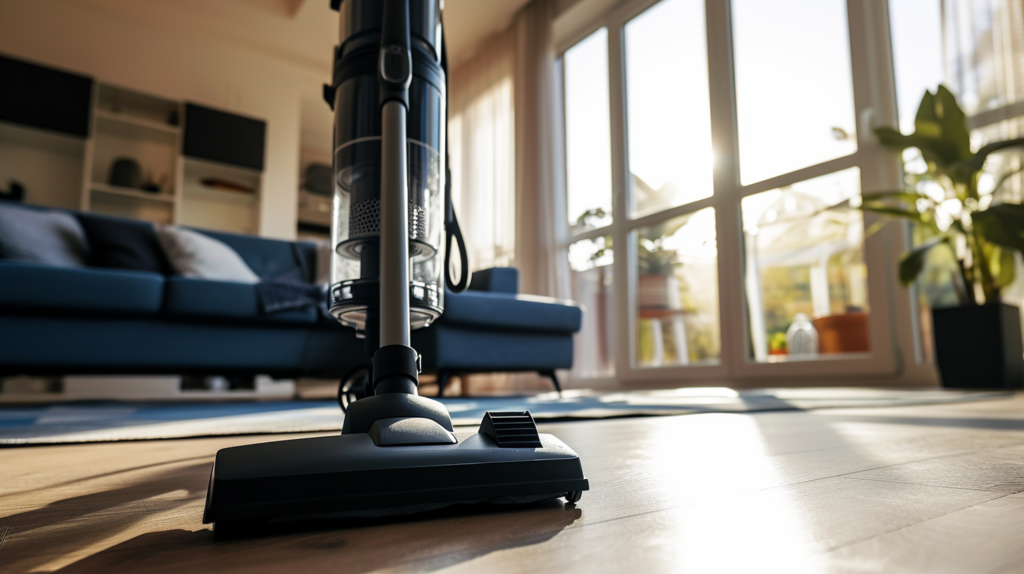 low angle photo of a stand up vacuum cleaner after a belt replacement