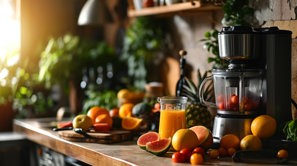 a juicer on a kitchen counter