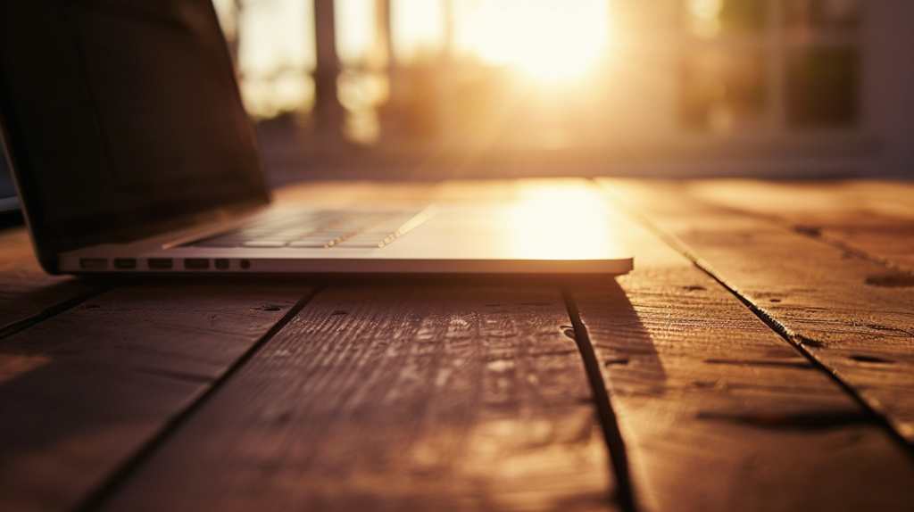 laptop without a laptop battery sitting on a wooden table